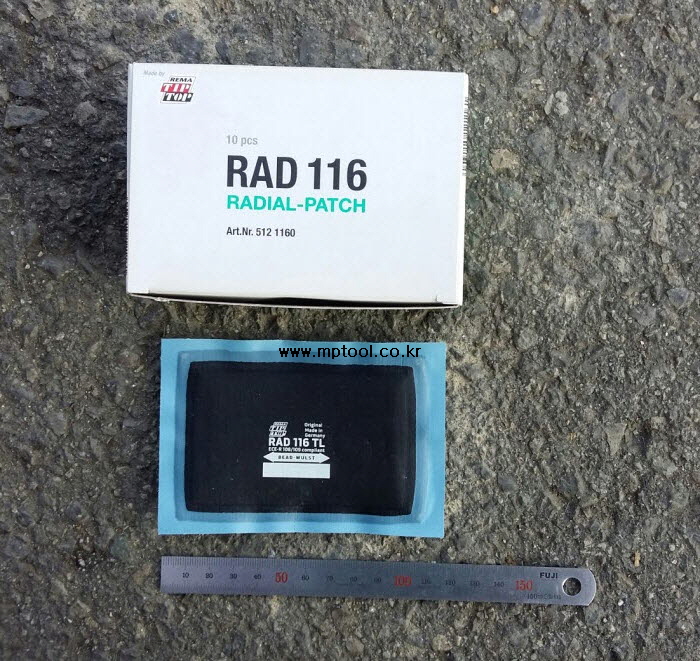 TIPTOP 노쥬브패치 RAD116TL/사각67*104mm(10개) 5121160 레디얼타이어패치,빵구딱지,팻치