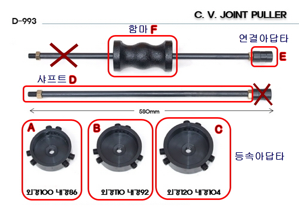 [D-993,D-983] 다마스타 DMS 등속죠인트풀러 함마식 아답타별도구입